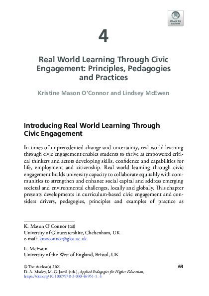 (PDF) Real World Learning Through Civic Engagement: Principles ...