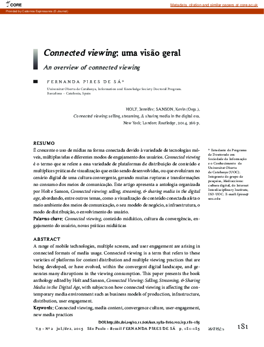 (PDF) Connected viewing: uma visão geral