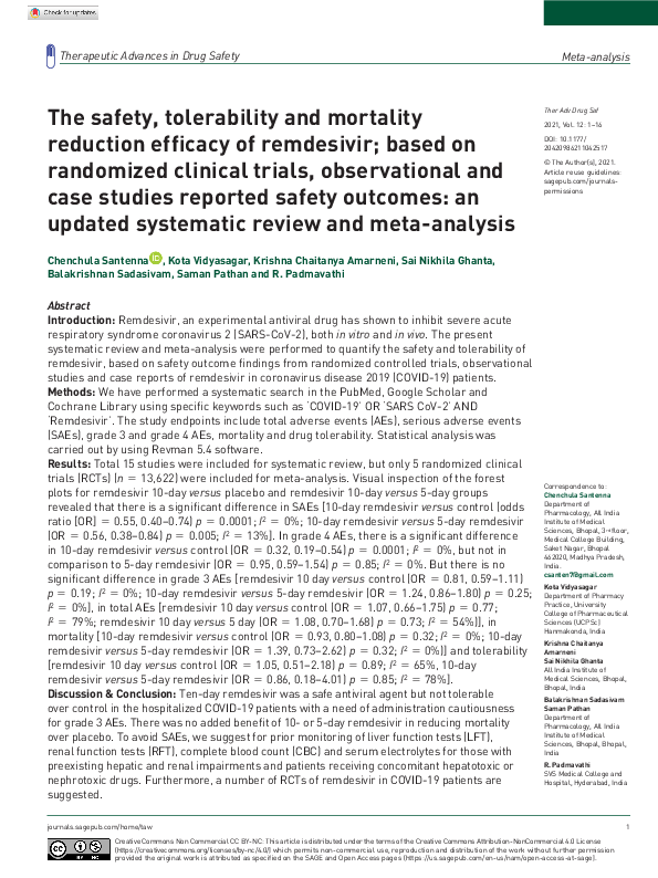 (PDF) The safety, tolerability and mortality reduction efficacy of ...