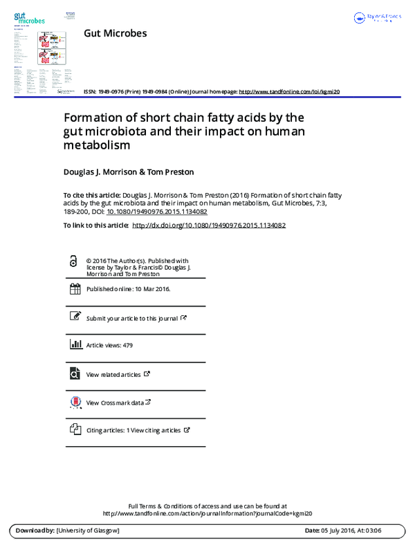 (PDF) Formation of short chain fatty acids by the gut microbiota and ...
