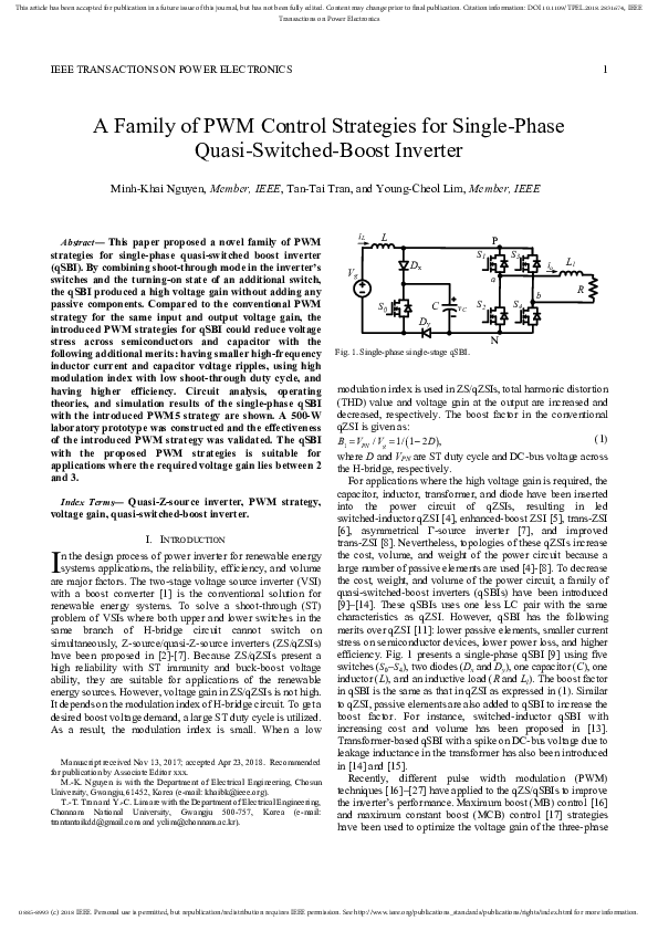 (PDF) A Family of PWM Control Strategies for Single-Phase Quasi ...