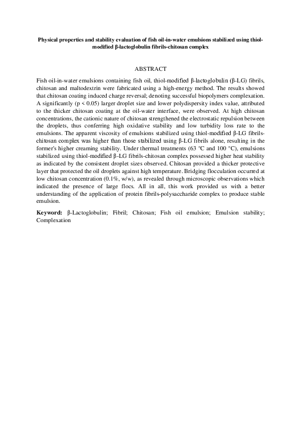 (PDF) Physical properties and stability evaluation of fish oil-in-water ...
