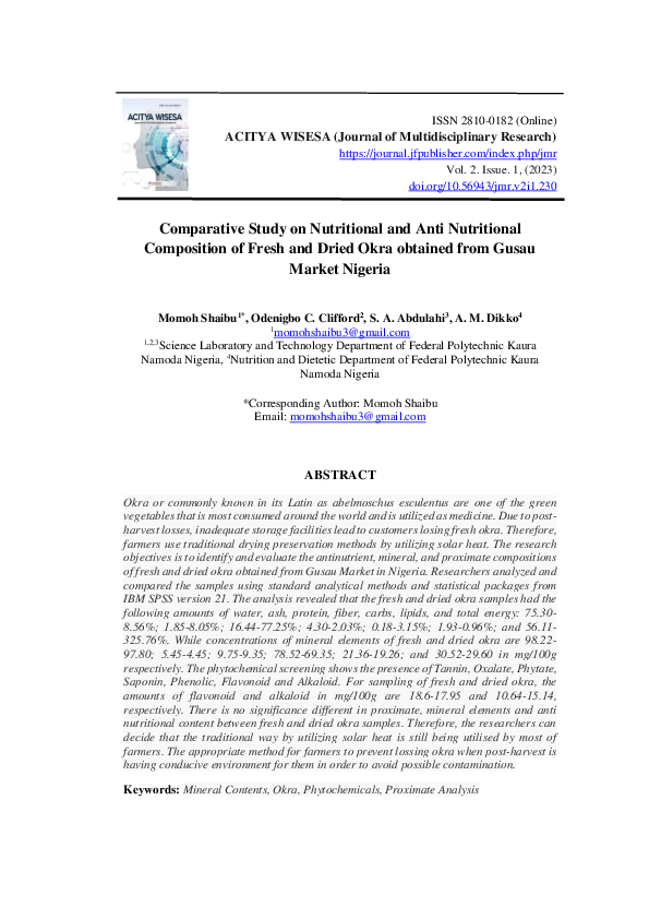 (PDF) Comparative Study on Nutritional and Anti Nutritional Composition ...
