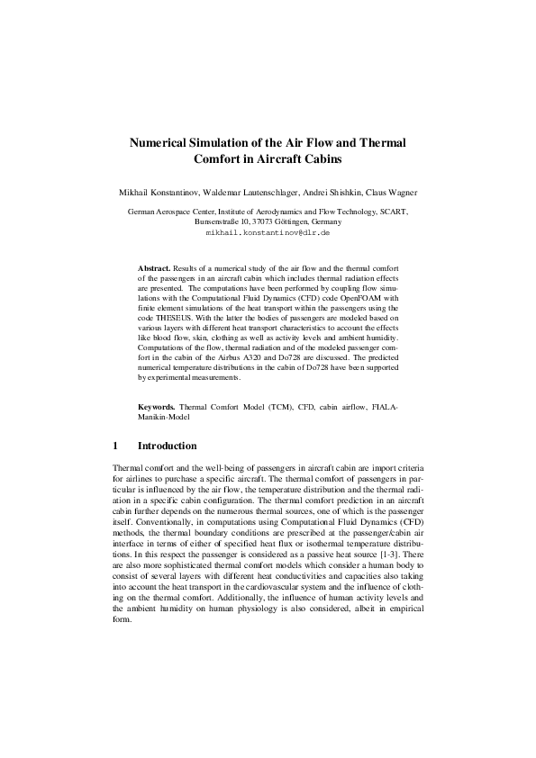 (PDF) Numerical Simulation of the Air Flow and Thermal Comfort in ...