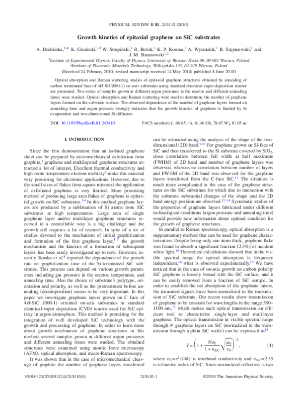 (PDF) Growth kinetics of epitaxial graphene on SiC substrates