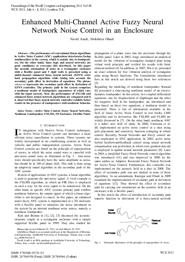 (PDF) Enhanced Multi-Channel Active Fuzzy Neural Network Noise Control ...