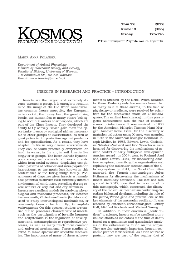 (PDF) Insects in research and practice - Introduction