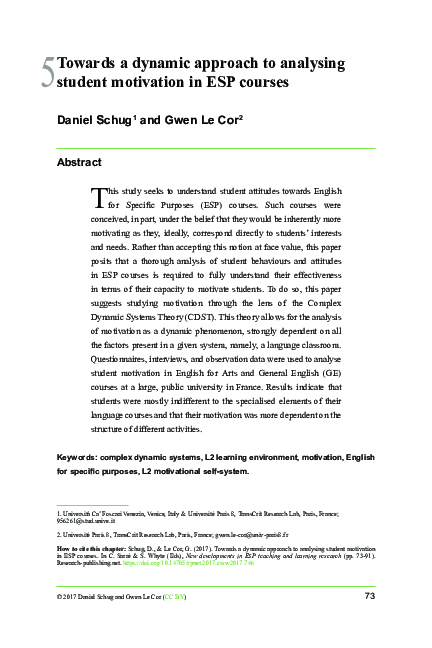 (PDF) Towards a dynamic approach to analysing student motivation in ESP ...