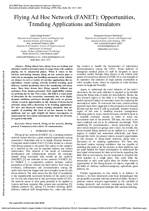 (PDF) Flying Ad Hoc Network (FANET): Opportunities, Trending ...