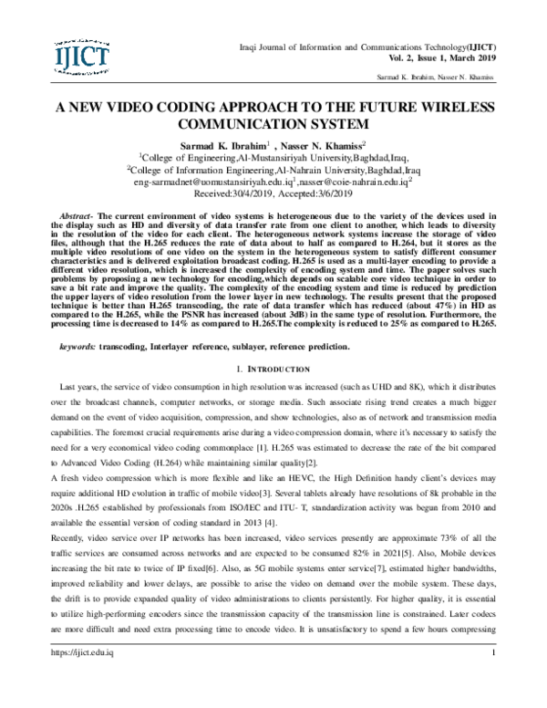 (PDF) A New Video Coding Approach to The Future Wireless Communication ...