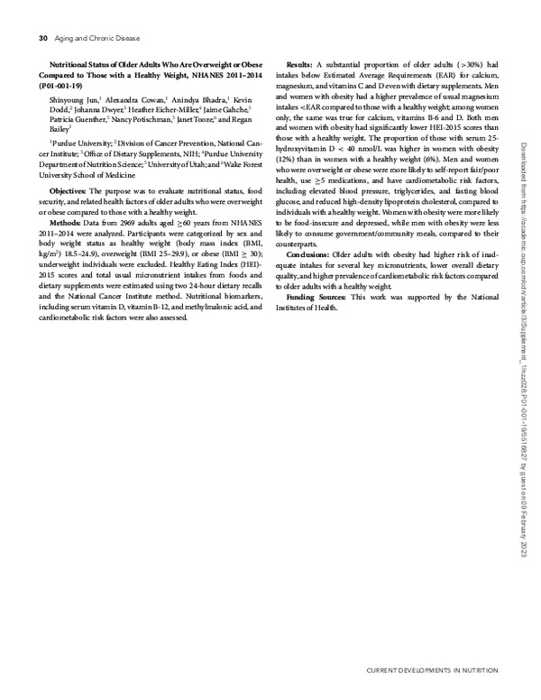 (PDF) Nutritional Status of Older Adults Who Are Overweight or Obese ...