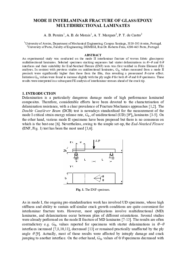 (PDF) Mode II interlaminar fracture of glass/epoxy multidirectional ...
