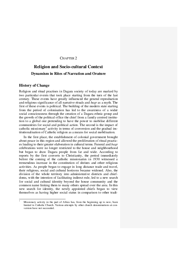 (PDF) CHAPTER 2. Religion and Socio-cultural Context. Dynamism in Rites ...