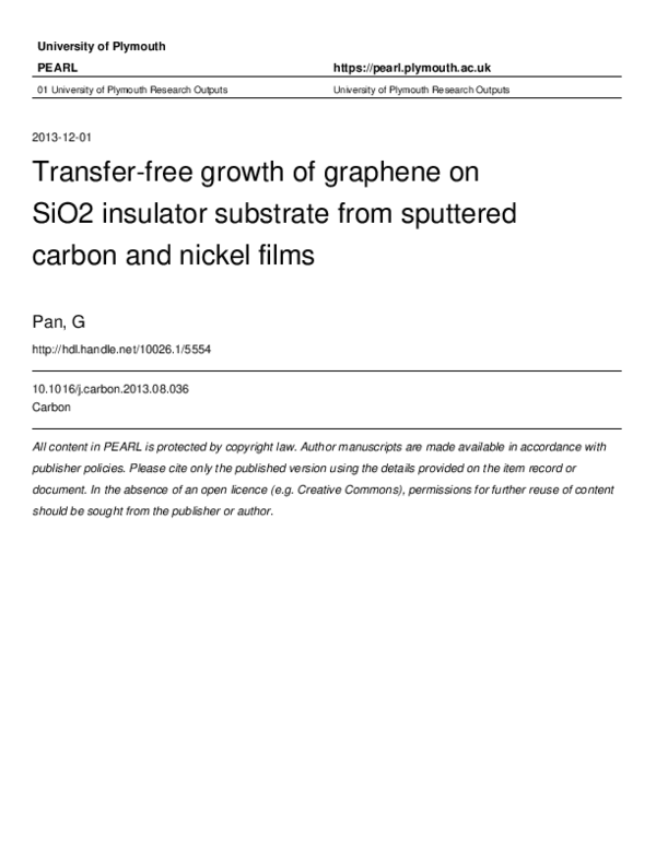 (PDF) Transfer-Free Graphene Growth on SiO2 Substrates