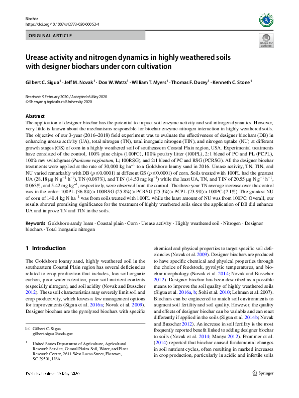 (PDF) Urease activity and nitrogen dynamics in highly weathered soils ...