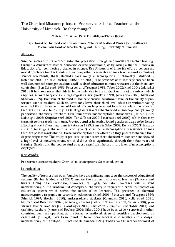 (PDF) The Chemical Misconceptions of Pre-service Science Teachers at ...