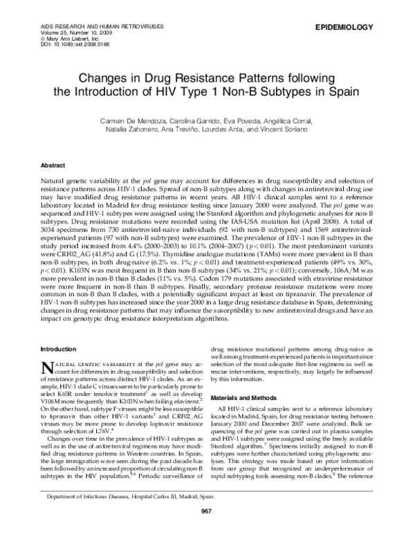 (PDF) Changes in Drug Resistance Patterns following the Introduction of ...