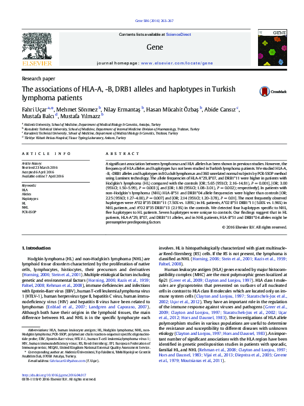 (PDF) The associations of HLA-A, -B, DRB1 alleles and haplotypes in ...