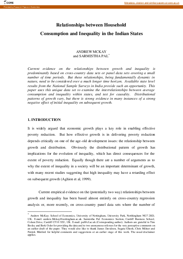(PDF) Relationships between consumption and inequality in the Indian states