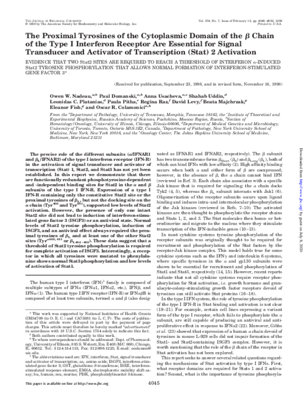 (PDF) The Proximal Tyrosines of the Cytoplasmic Domain of the β Chain ...