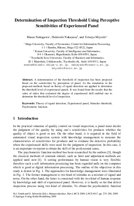 (PDF) Determination of Inspection Threshold Using Perceptive ...