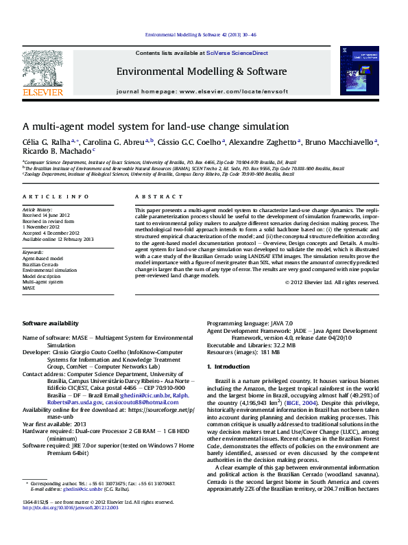 (PDF) A multi-agent model system for land-use change simulation