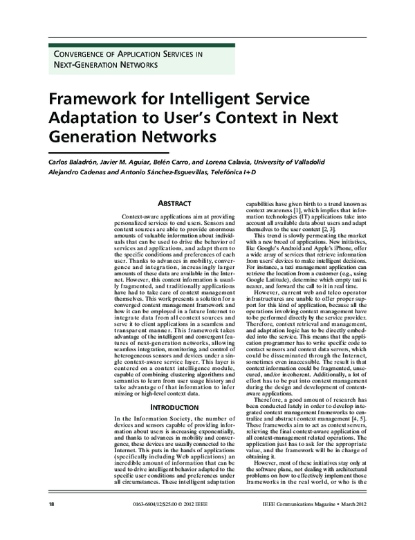 (PDF) Framework for intelligent service adaptation to user's context in ...