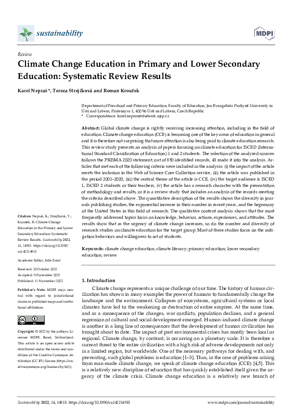 (PDF) Climate Change Education in Primary and Lower Secondary Education ...