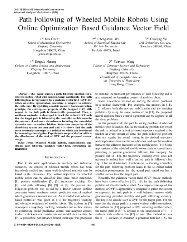 (PDF) Path Following of Wheeled Mobile Robots Using Online-Optimization ...