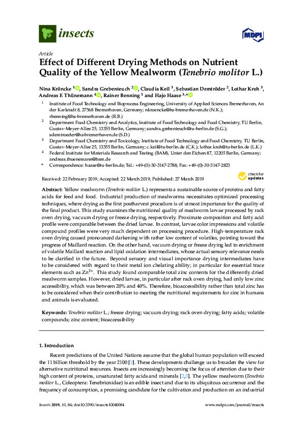 (PDF) Effect of Different Drying Methods on Nutrient Quality of the