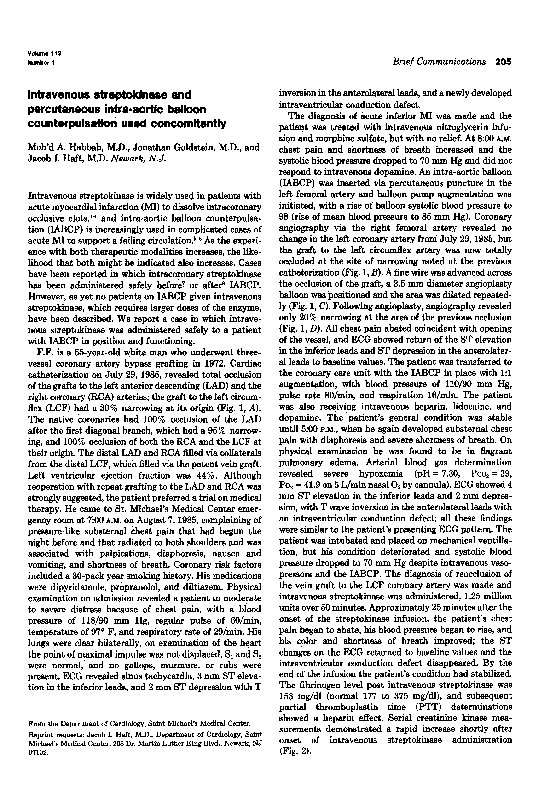 (PDF) Intravenous streptokinase and percutaneous intra-aortic balloon ...