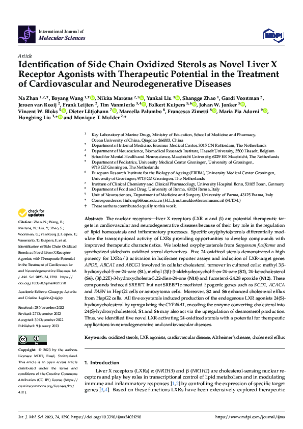(PDF) Identification of Side Chain Oxidized Sterols as Novel Liver X ...