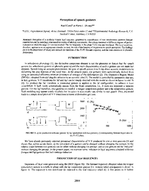 (PDF) Perception of speech gestures