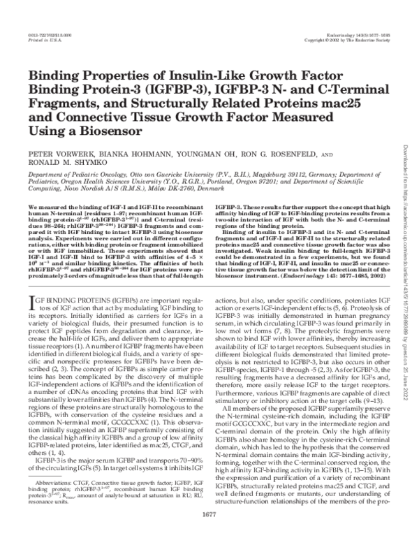 (PDF) Binding Properties of Insulin-Like Growth Factor Binding Protein ...