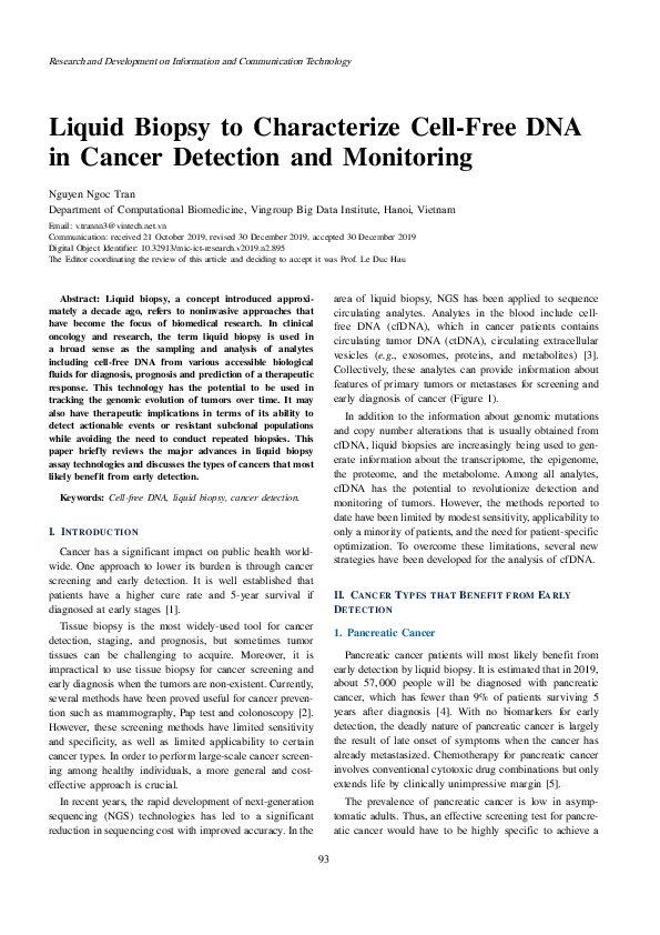 (PDF) Liquid Biopsy to Characterize Cell-Free DNA in Cancer Detection ...