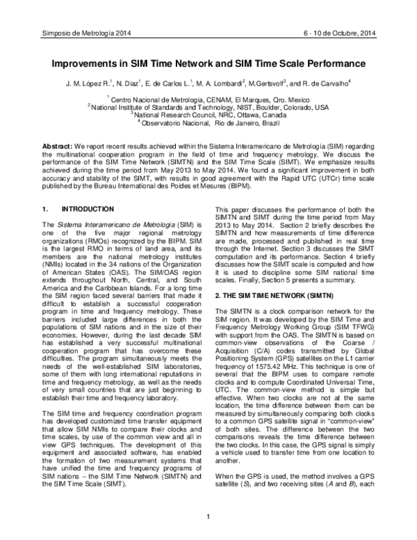 (PDF) Improvements in SIM Time Network and SIM Time Scale Performance