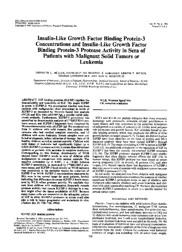 (PDF) Insulin-Like Growth Factor Binding Protein-3 Concentrations and ...