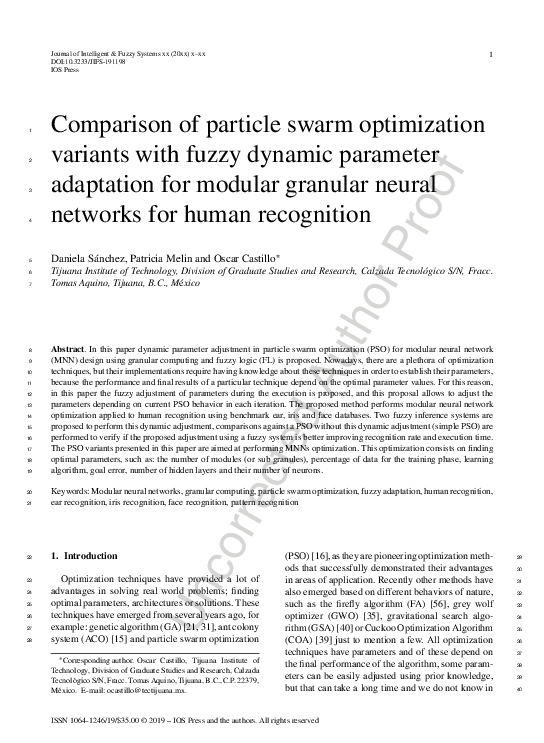 (PDF) Comparison of particle swarm optimization variants with fuzzy ...