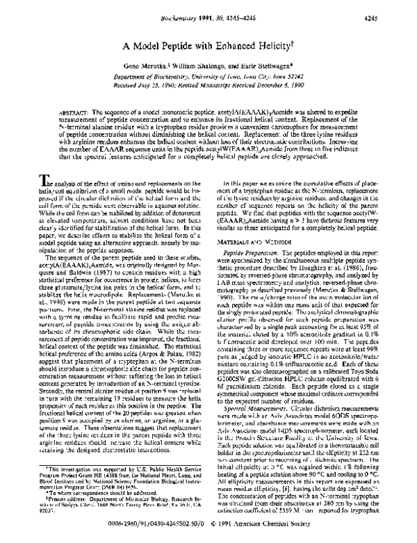(PDF) A model peptide with enhanced helicity
