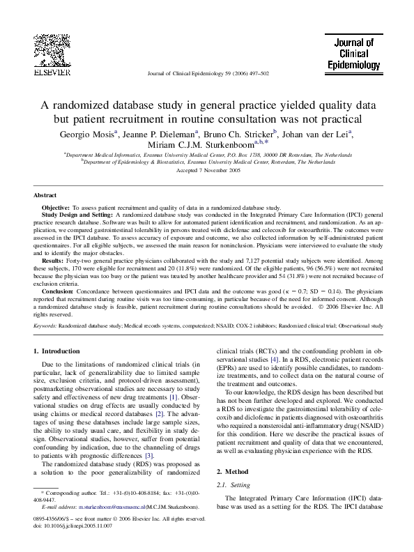 (PDF) A randomized database study in general practice yielded quality ...