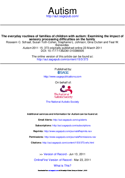 (PDF) The everyday routines of families of children with autism