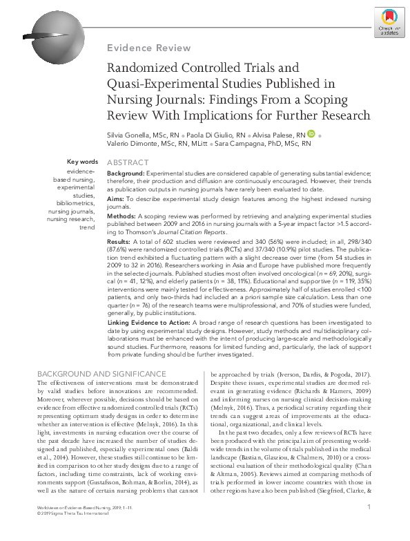 (PDF) Randomized Controlled Trials and Quasi‐Experimental Studies ...