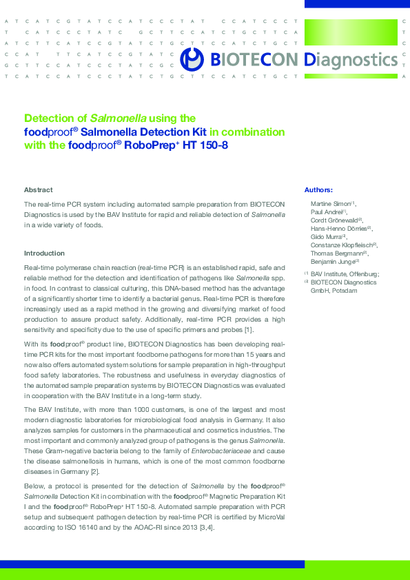 (PDF) Detection of Salmonella using the foodproof ® Salmonella ...