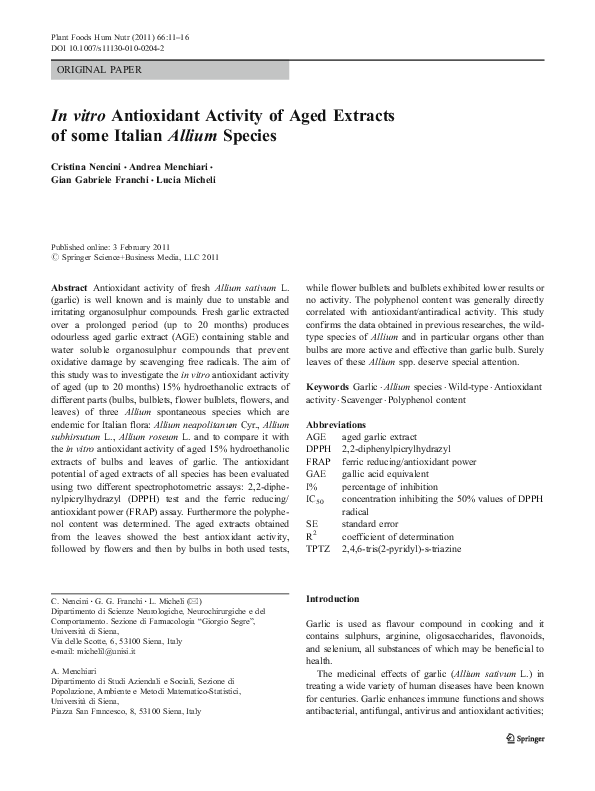 (PDF) In vitro Antioxidant Activity of Aged Extracts of some Italian ...