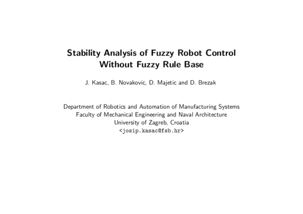 (PDF) Stability analysis of fuzzy robot control without fuzzy rule base