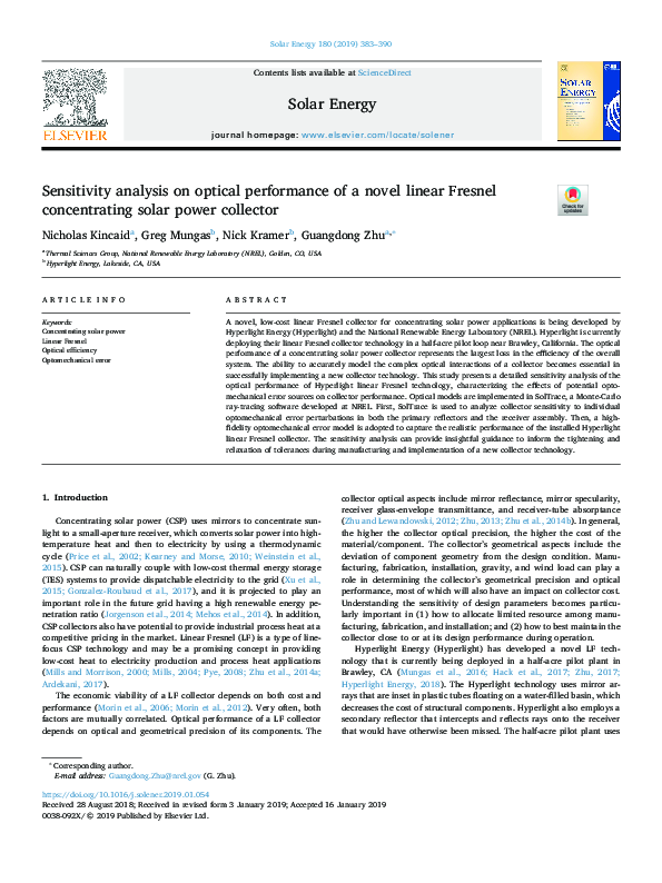 (PDF) Sensitivity analysis on optical performance of a novel linear ...