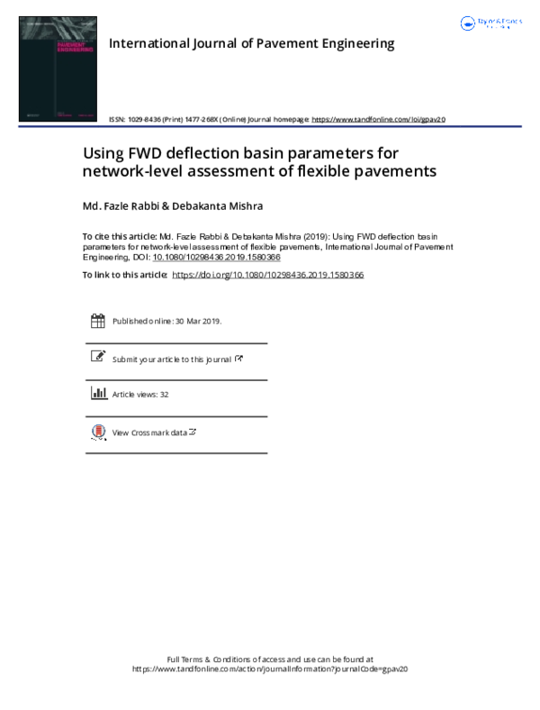 (PDF) Using FWD deflection basin parameters for network-level ...