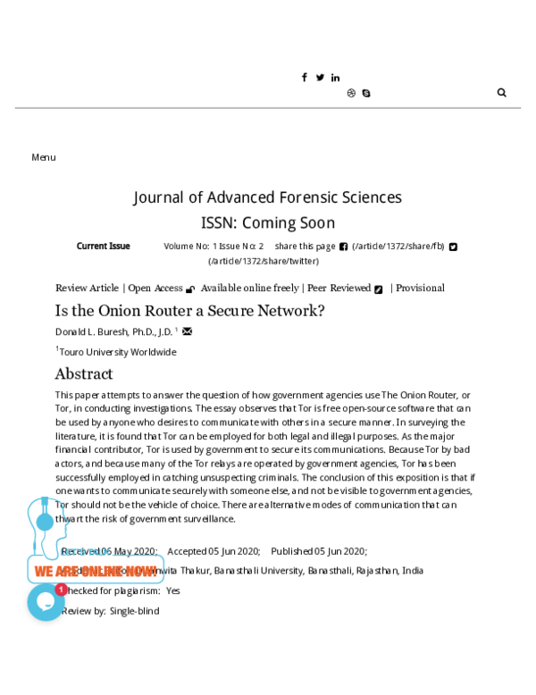 (PDF) Is the Onion Router a Secure Network?