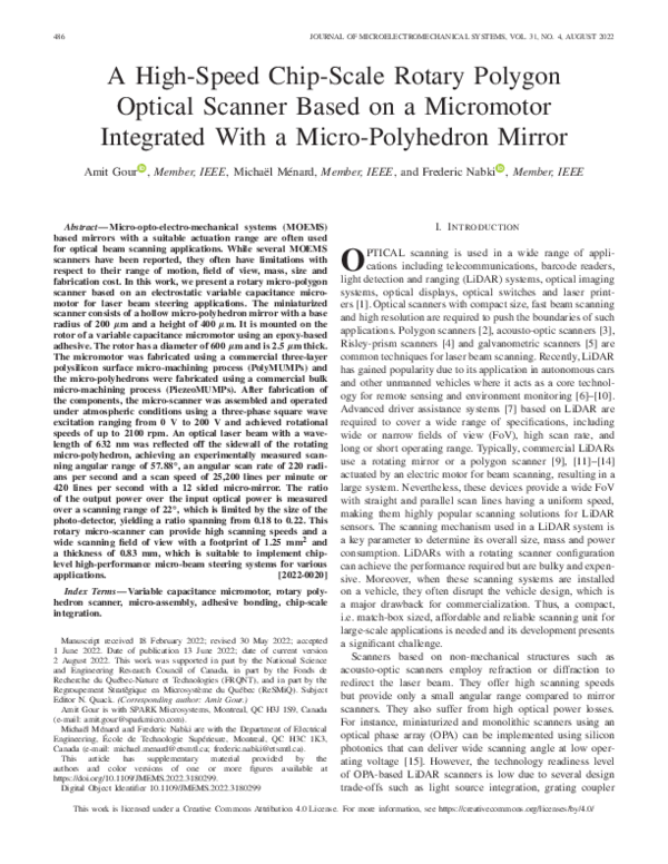 (PDF) A High-Speed Chip-Scale Rotary Polygon Optical Scanner Based on a ...