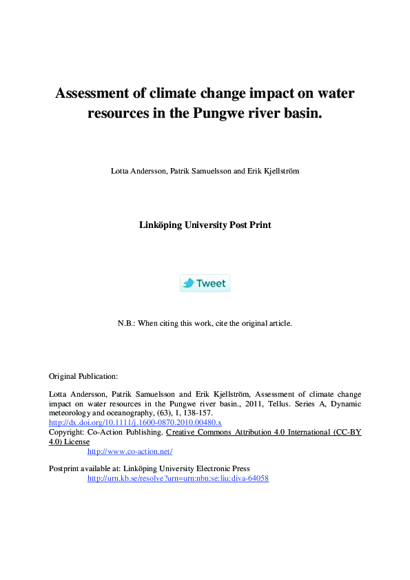(PDF) Assessment of climate change impact on water resources in the ...